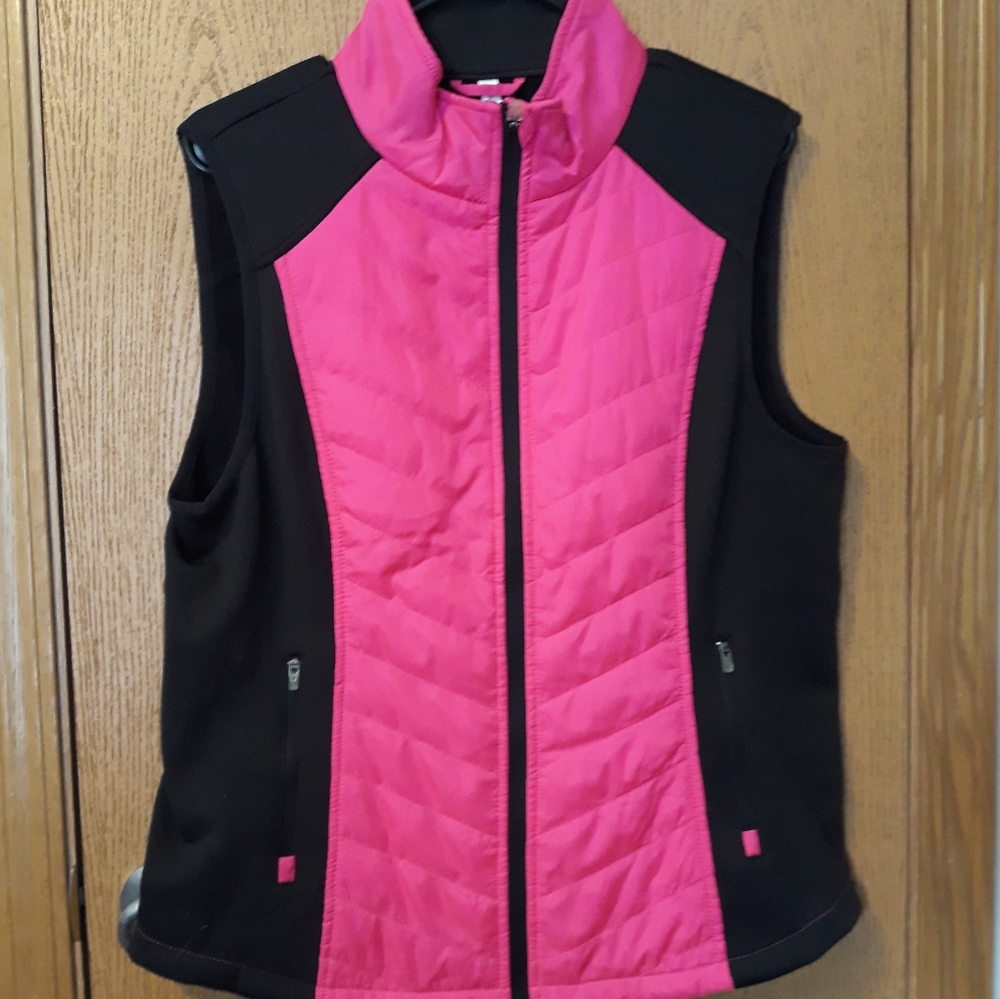Women's hot pink and black vest